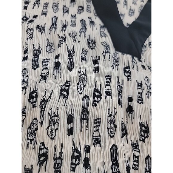 Sunny Leigh Womenβs Smocked Tunic Top Size XL Black Chair Print LS Semi Sheer - Picture 16 of 16